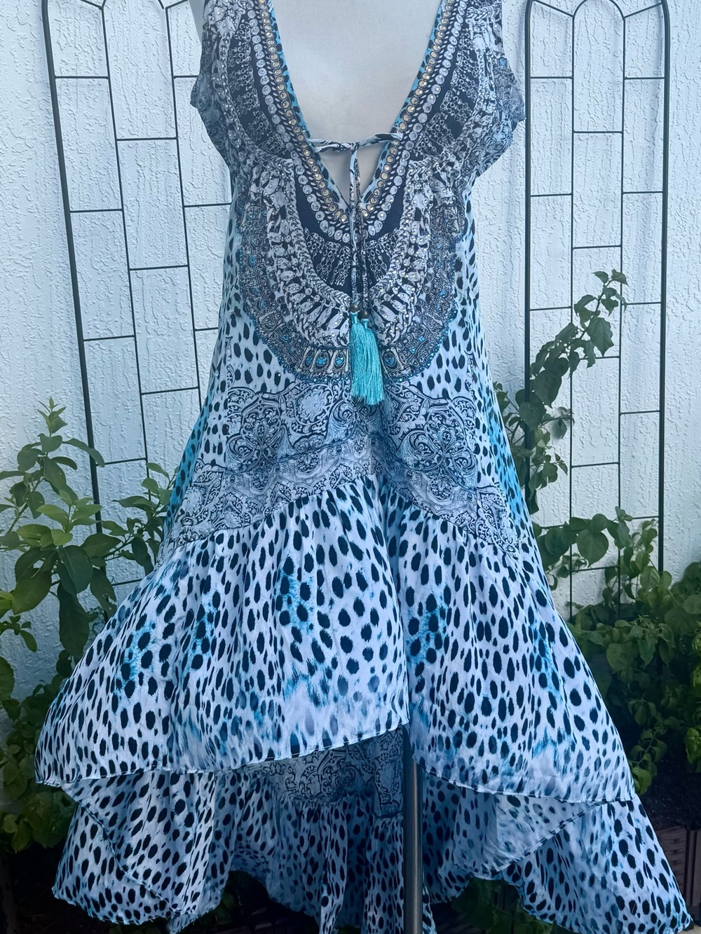 True Colours By La Moda Clothing asymmetrical beach cover-up dress. Embellished.